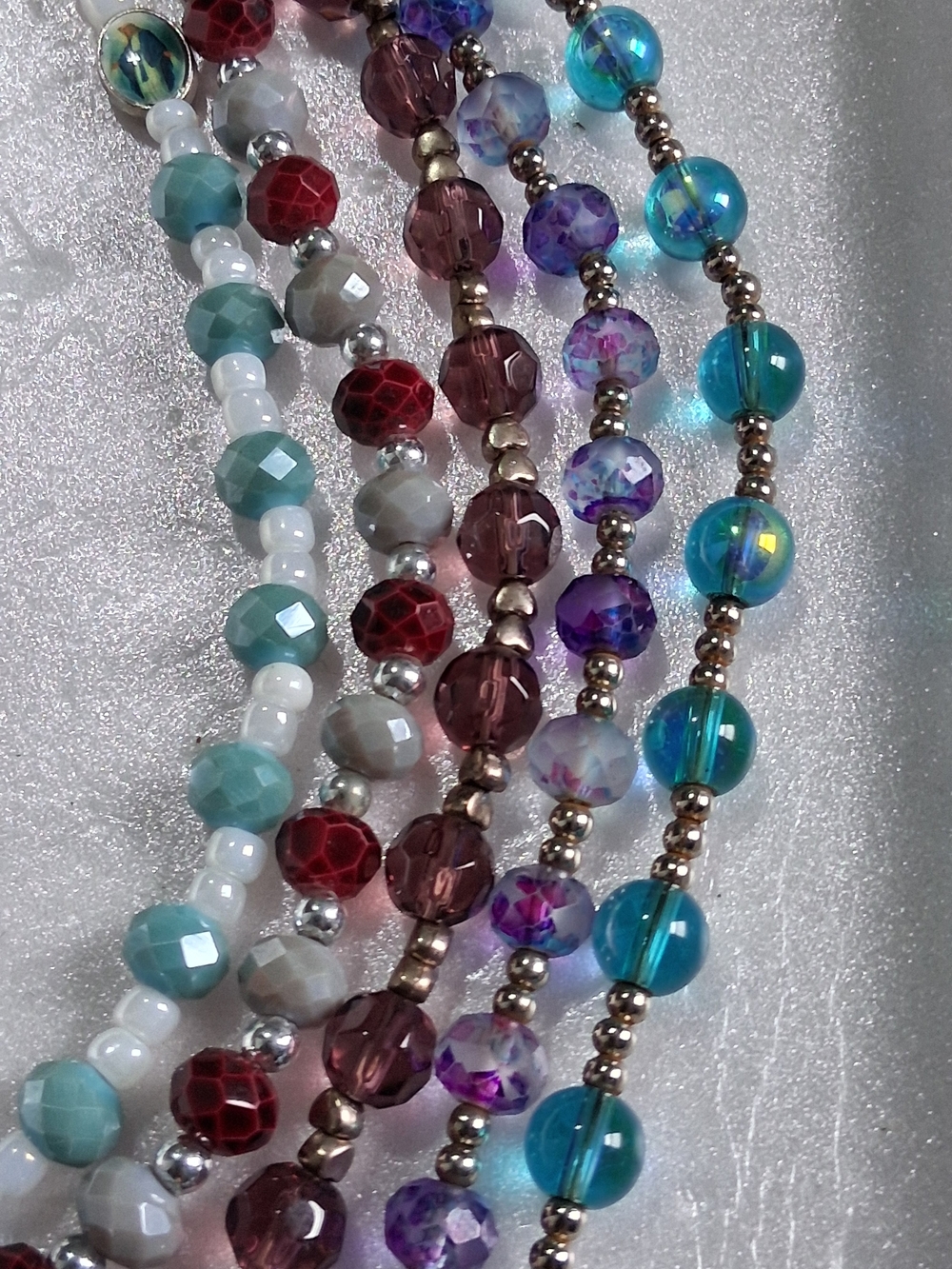 Multi-Color Faceted Glass Beaded Lot Bracelet Set - Women Jewelry Fashion Bundle
